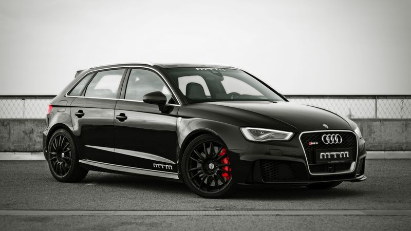 audi, rs3, mtm, side view, black, 4k