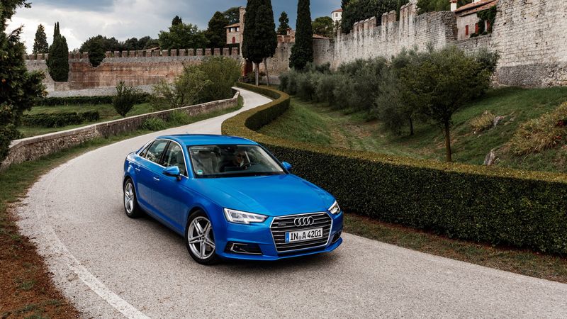 audi, a4, tfsi, quattro, blue, side view, 4k