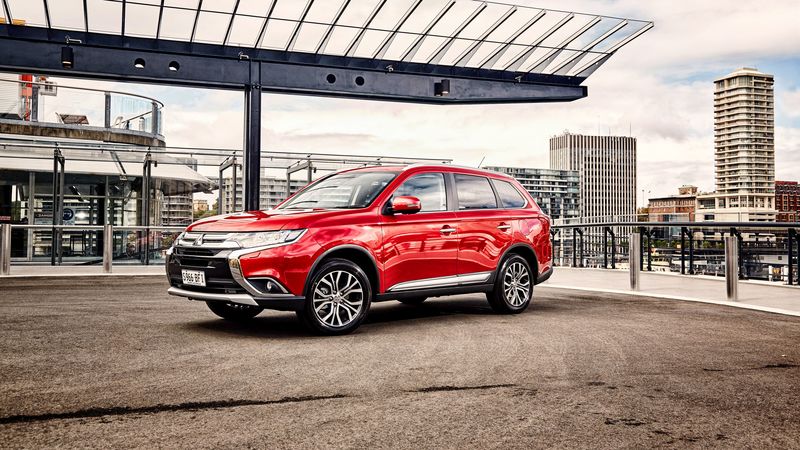 mitsubishi, outlander, au-spec, red, side view, 4k