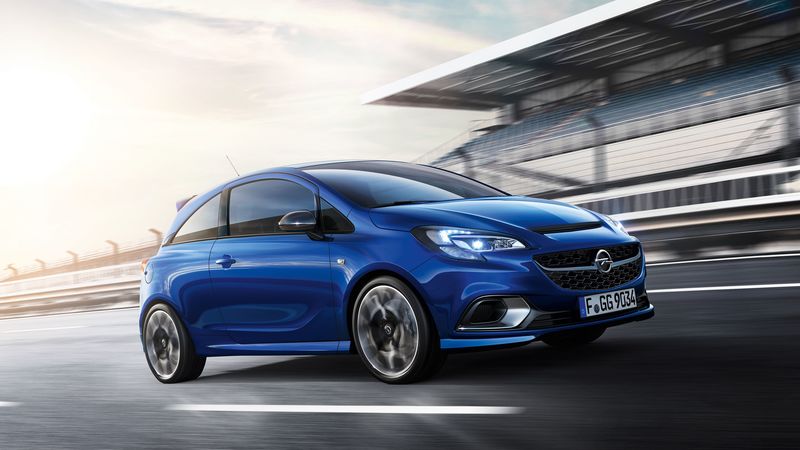 opel, corsa, blue, side view, 4k