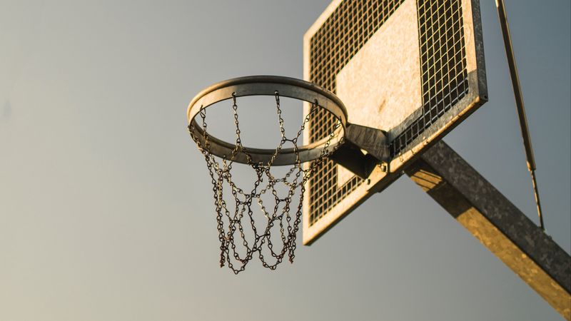 basketball hoop, ball, shield, 4k