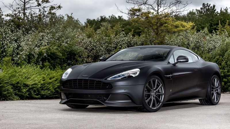aston martin, vanquish, one of seven, black, side view, 4k