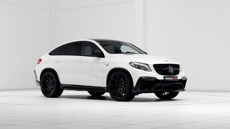 mercedes-benz, gle-class, brabus, amg, white, side view, 4k