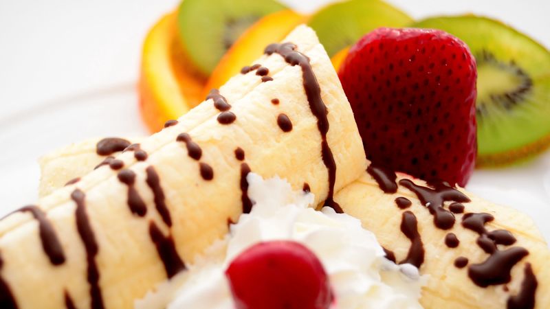 banana, strawberry, chocolate, kiwi, 4k