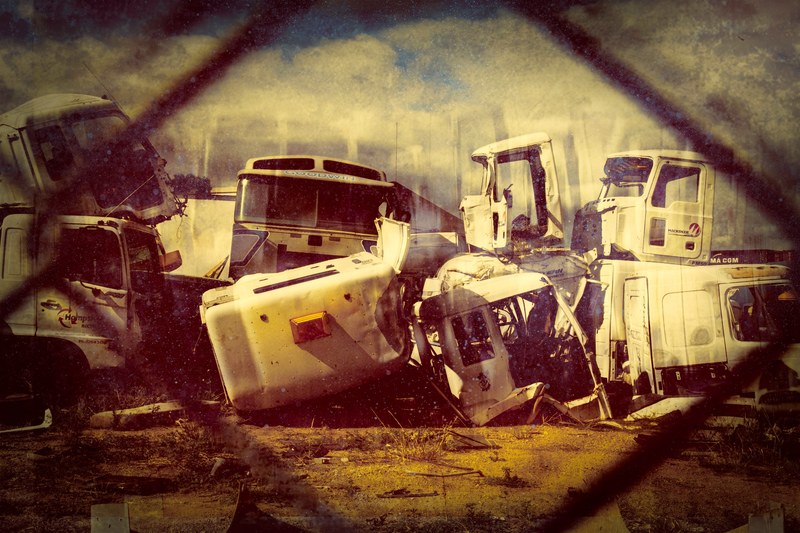 truck auto broken and abandoned 4k