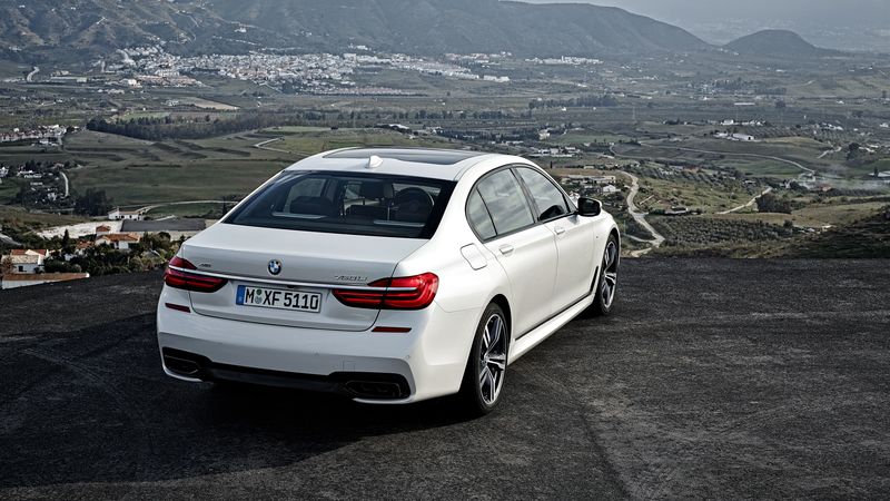 bmw, 750li, xdrive, white, rear view, 4k