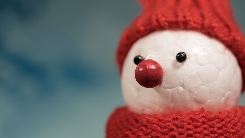 snowman, hat, figure, scarf, 4k