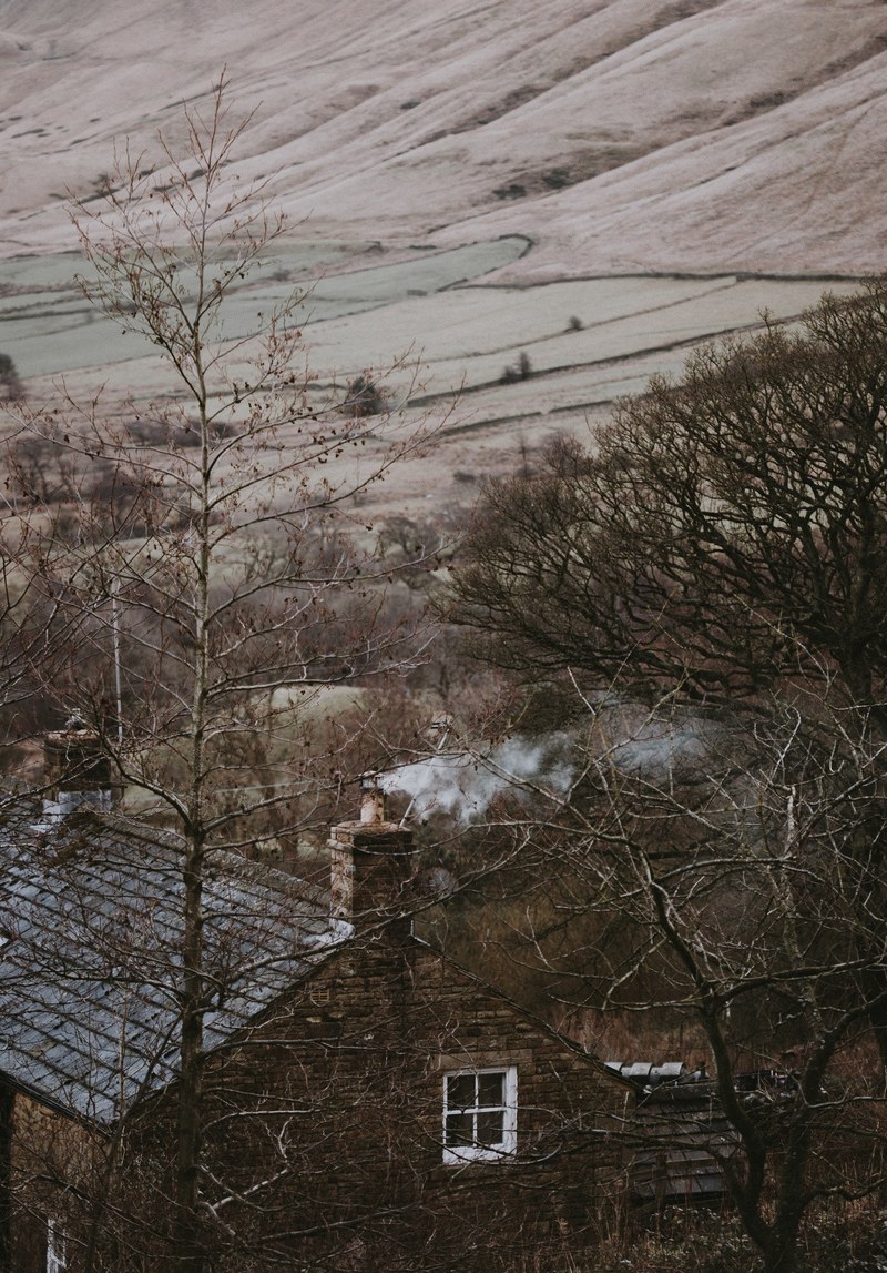 chimney with smoke remote countryside 4k