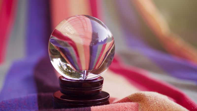ball, glass, reflection, fabric, 4k