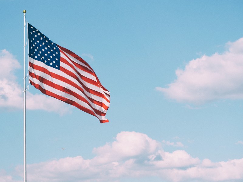 american flag sky flag pole and cloud 4k