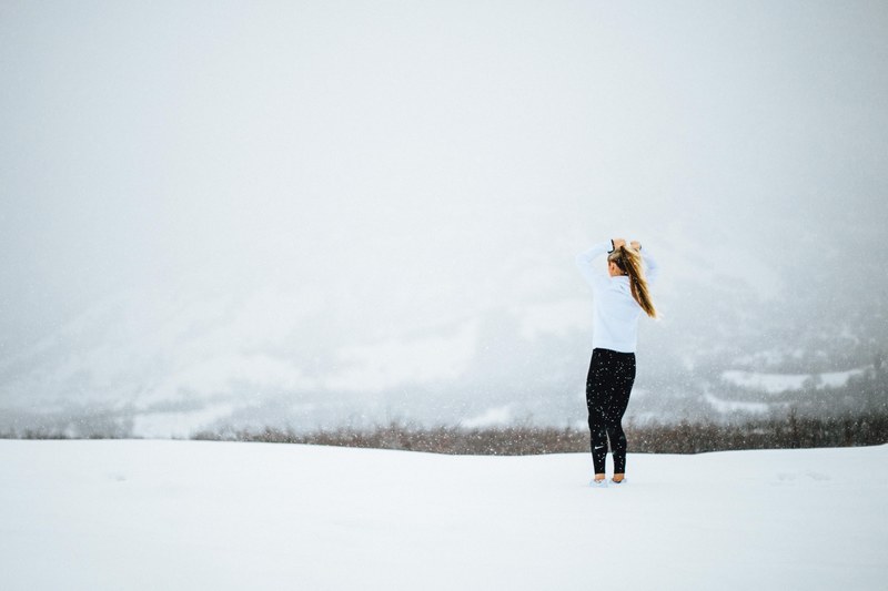 a female blonde staring down at provo utah, female in provo 4k