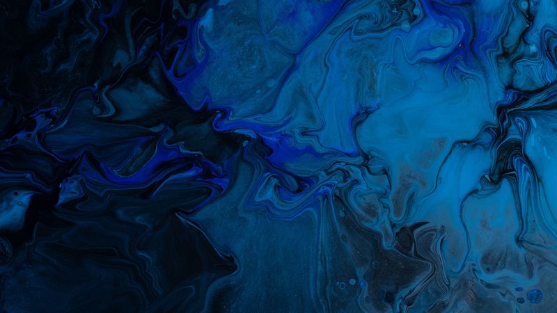 abstraction, stains, black, blue, 4k