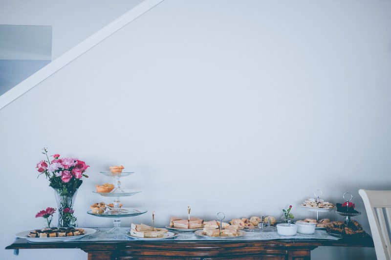 buffet cake pastries and table top 4k