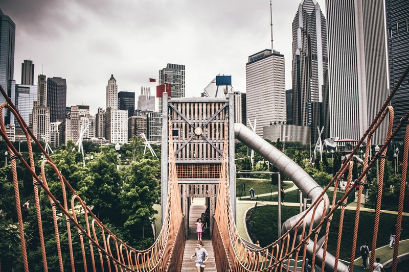 bridge urban skyscraper and downtown 4k