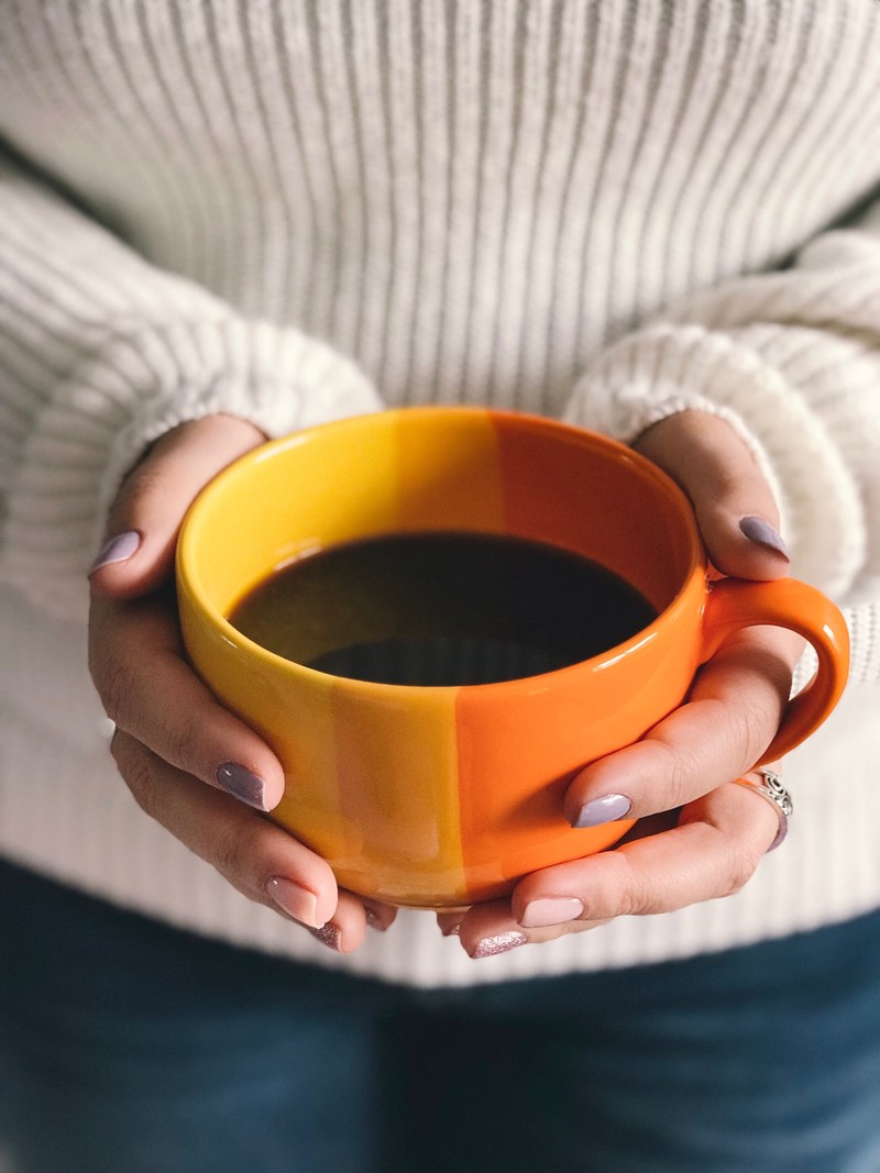 coffee holding black coffee and white sweater hd, 4k