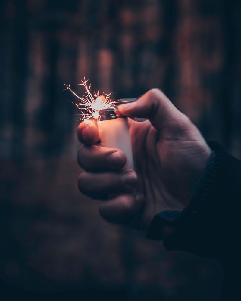 spark lighter hand and wood hd, 4k
