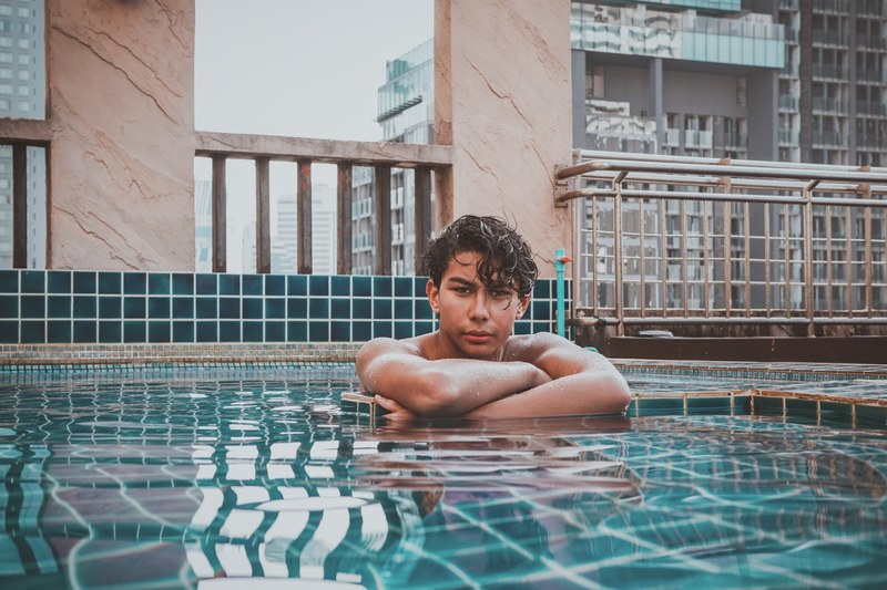 water pool swimming pool and man 4k