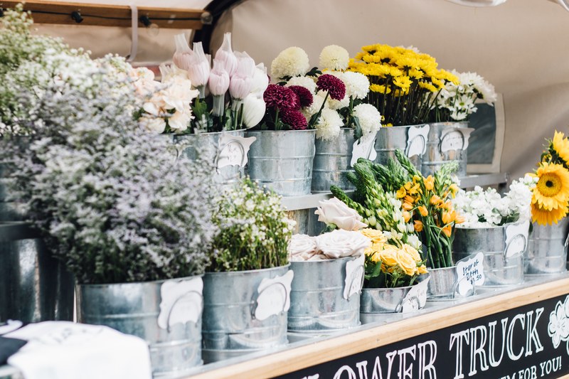 flower truck floral display market stall and flower shop 4k