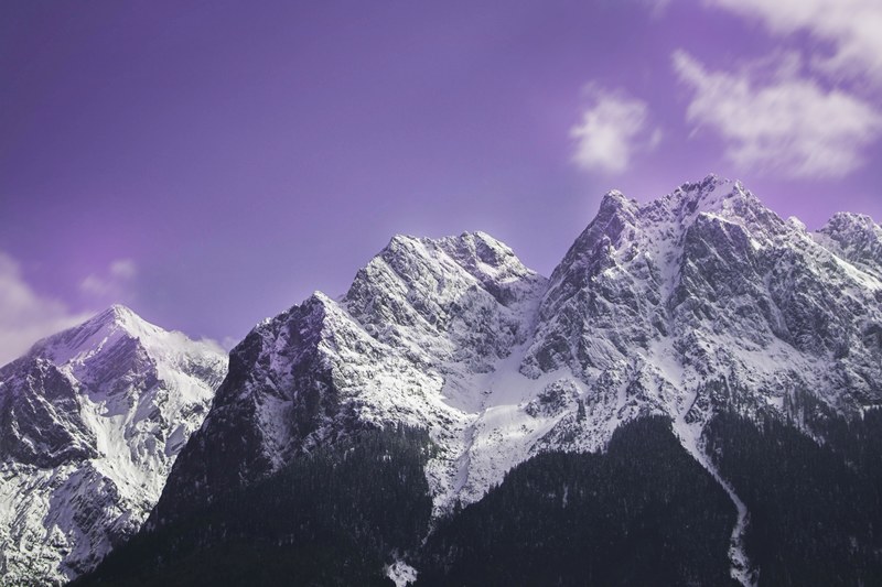 sky purple mountain range and ridge 4k