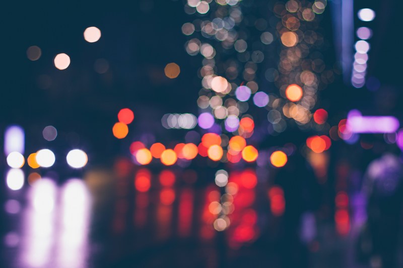 bokeh effect from street lights at night, bokeh effect 4k