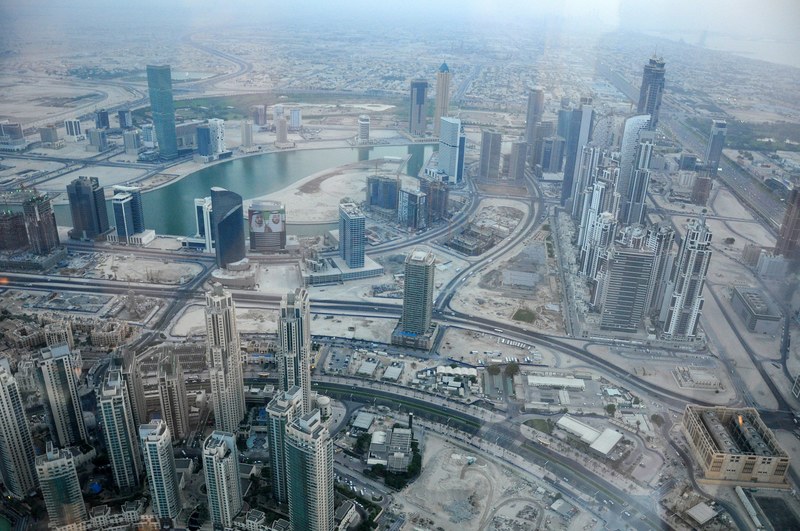 view from burj khalifa skyscraper in dubai 4k