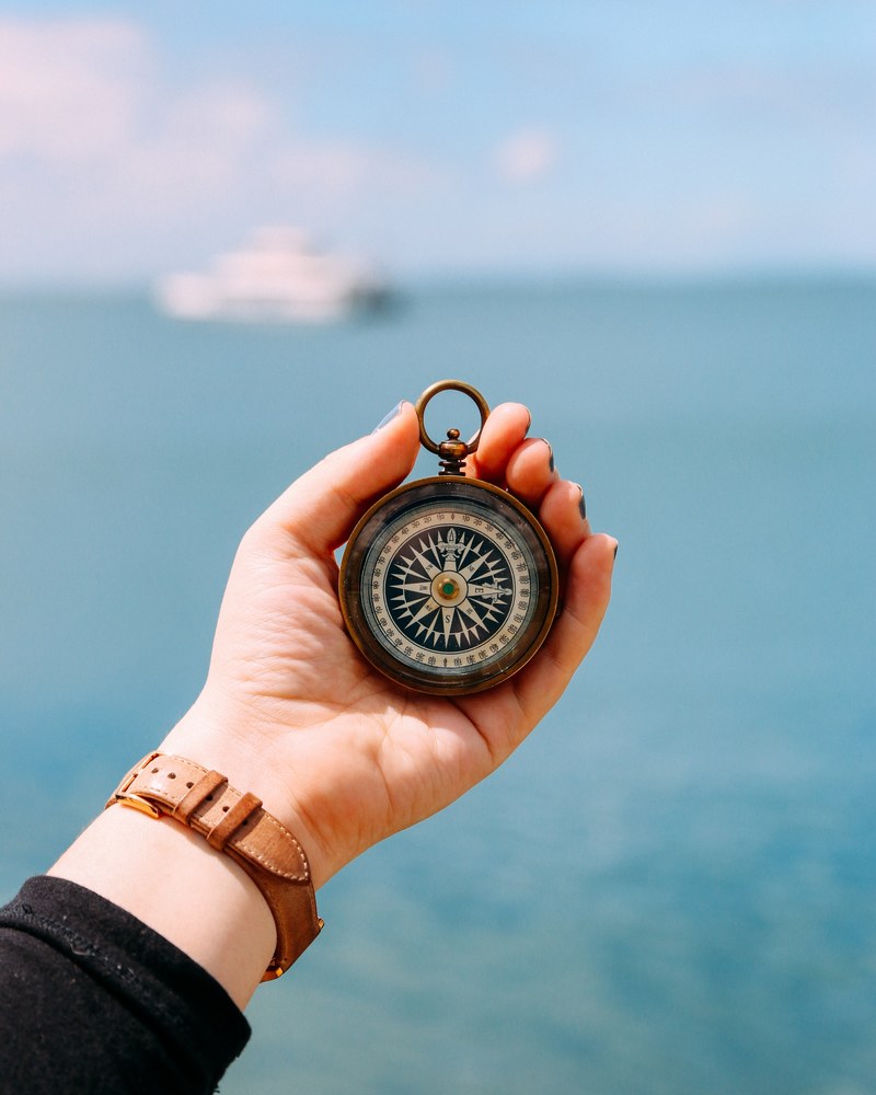 hand holding compass and travel hd, 4k