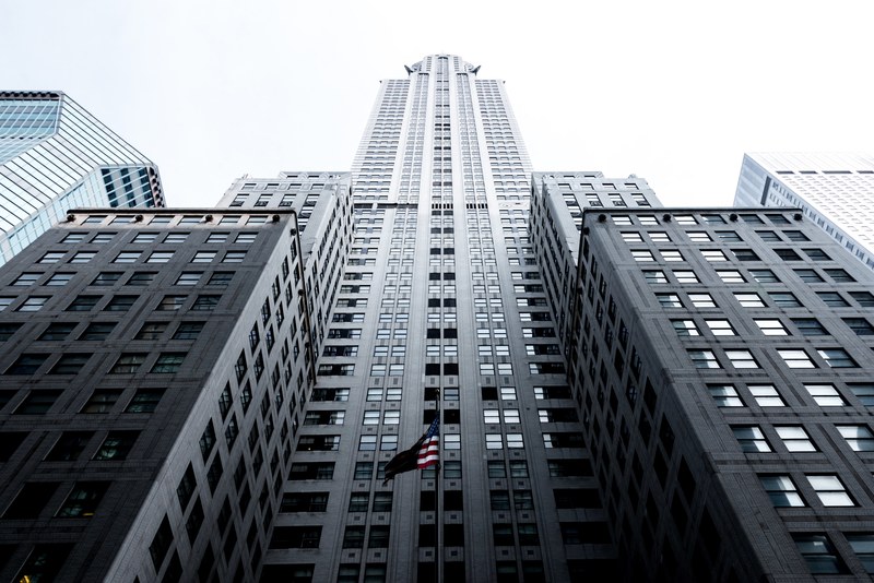 view looking up from the bottom of the chrysler building, low angle view of the chrysler building nyc 4k