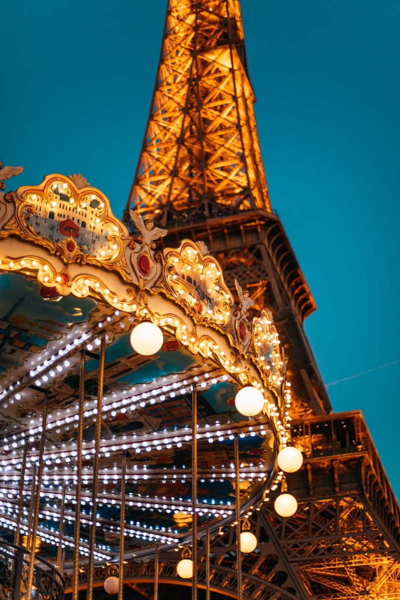 funfair lights eiffel tower and tower hd, 4k