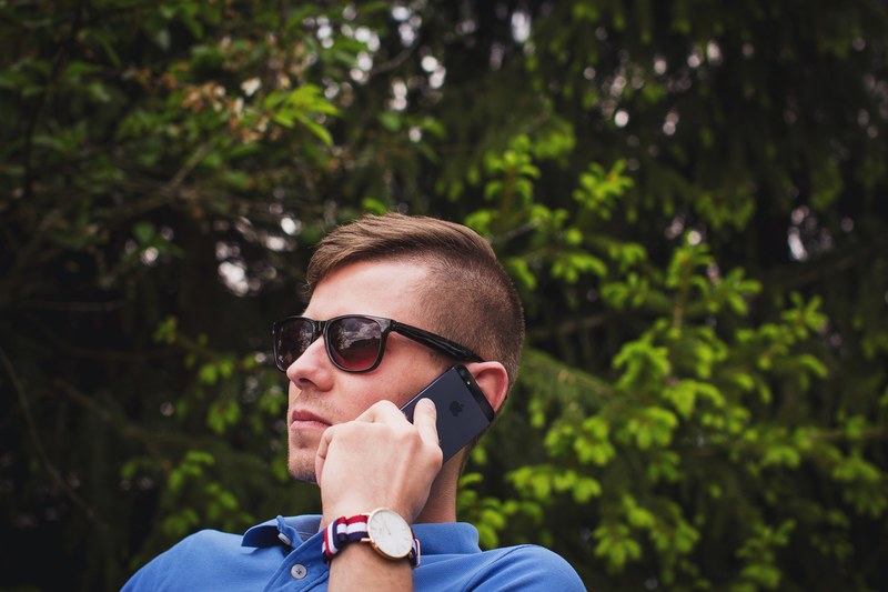 man person sunglass and phone 4k