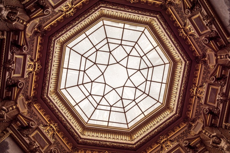 view of a dome in a richly adorned building, impressive dome 4k