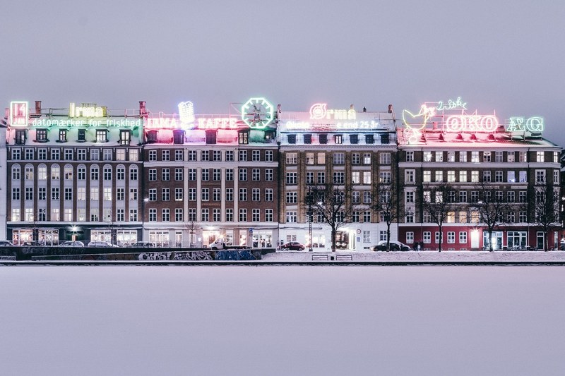 denmark copenhagen night and building 4k