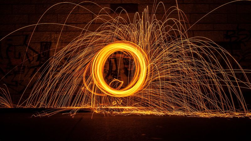 circle, glow, sparks, 4k