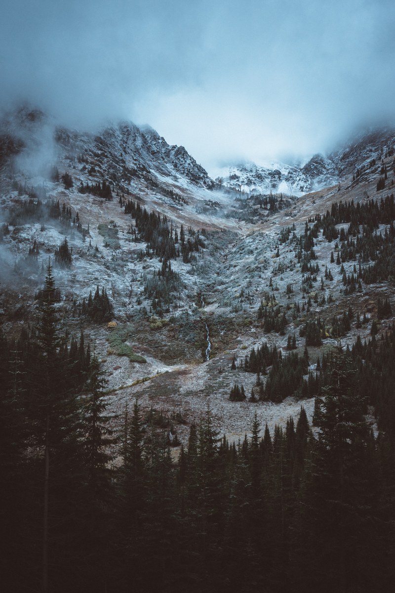 snowy winter mountain scene in north cascades national park, glorious north cascades 4k