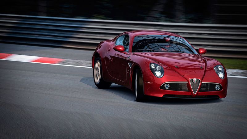 alfa romeo, graceful entrance, red, 4k