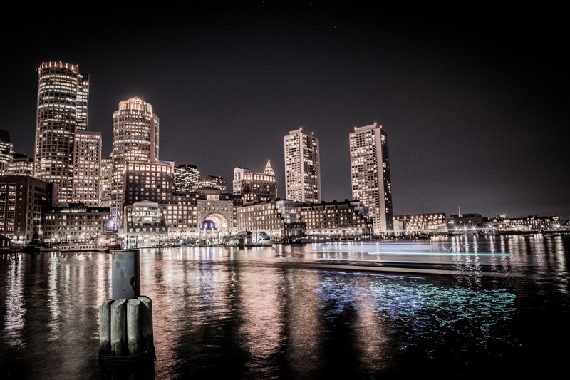 city waterfront city at night and city light 4k