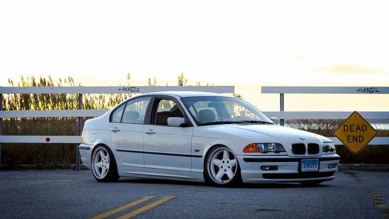 bmw, e46, 325i, 3 series, white, side view, 4k