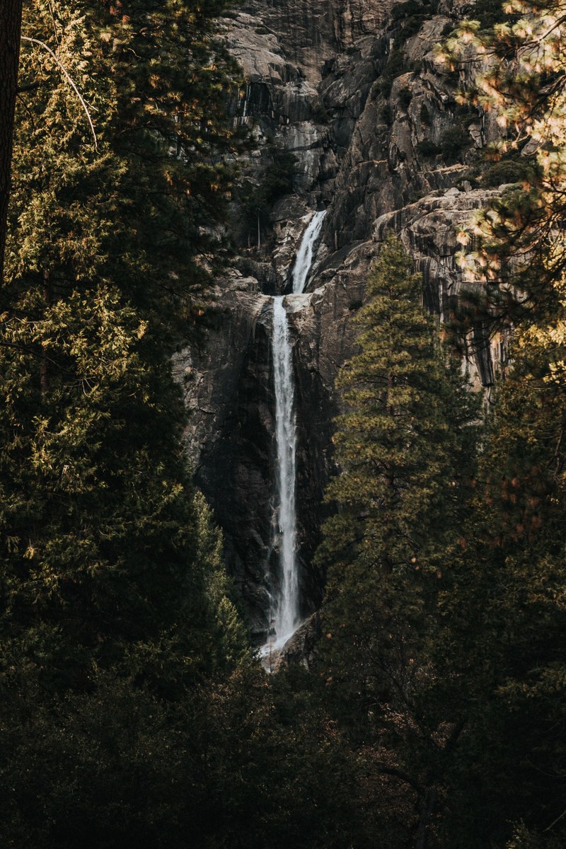 waterfall rock cliff and mountain hd, 4k