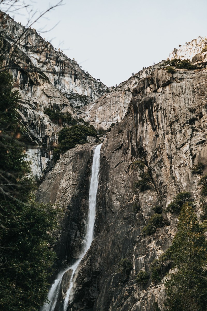mountain waterfall rock and cliff hd, 4k