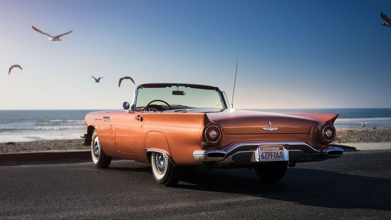 1957, ford, thunderbird, 4k