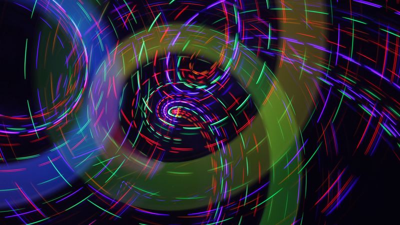 rays, rotation, light, neon, strip, 4k