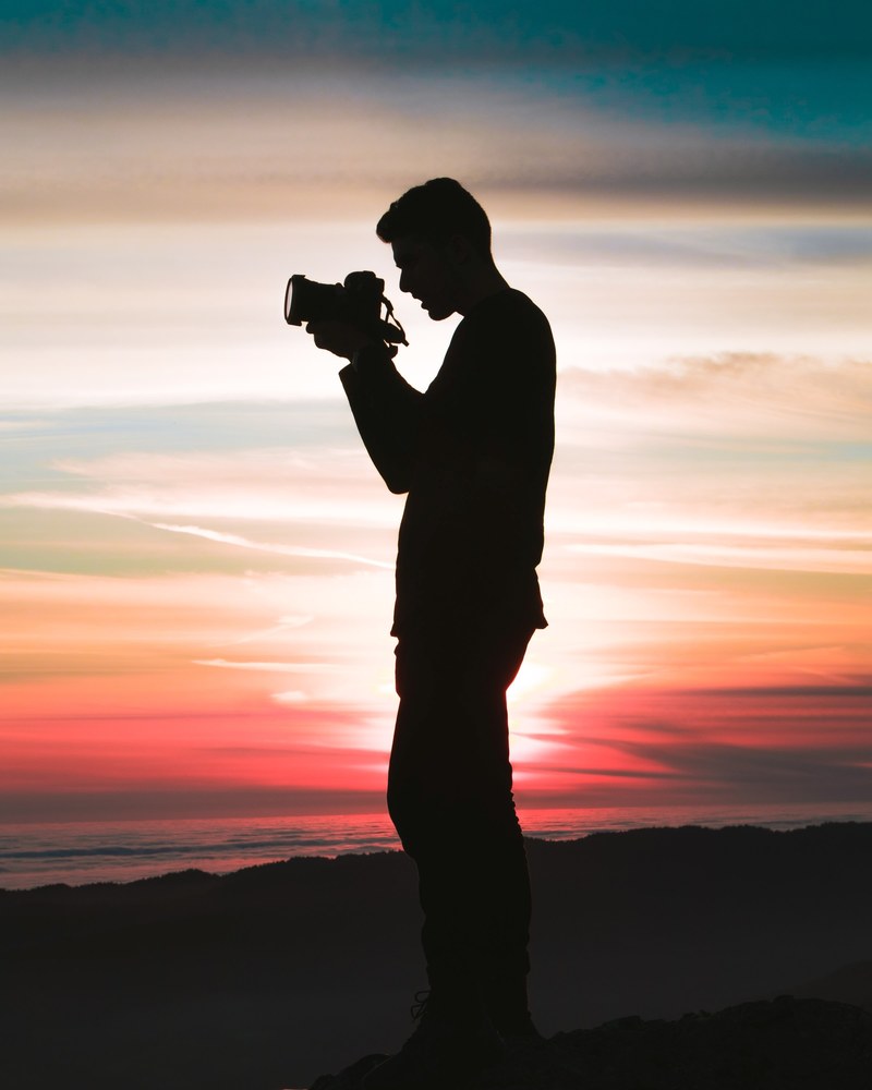 silhouette man camera and profile hd, 4k