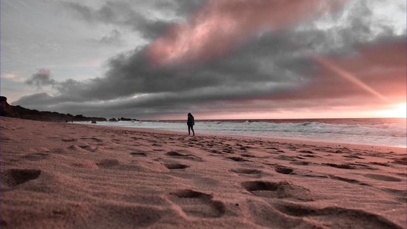 lonely, loneliness, beach, sky, 4k