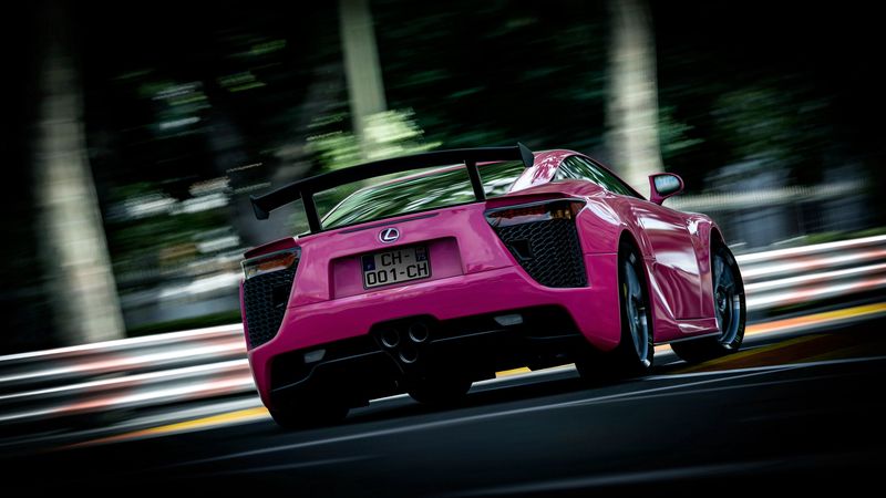 lexus, pink, blur, rear view, sport car, 4k