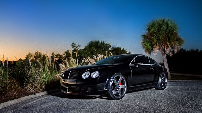 bentley, continental gt, black, side view, 4k