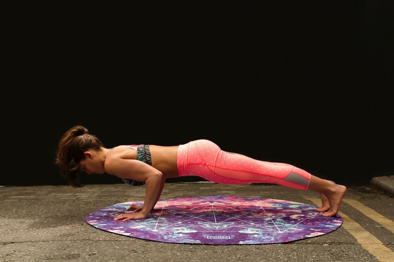 plank on radiance form yoga mat 4k