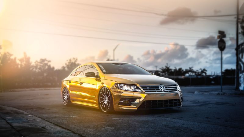 volkswagen, passat, cc, golden, mist, 4k