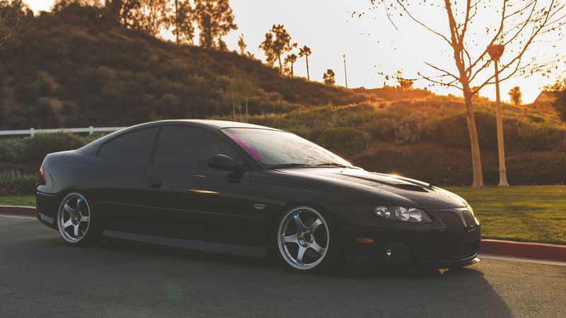 pontiac, gto, black, side view, cars, 4k