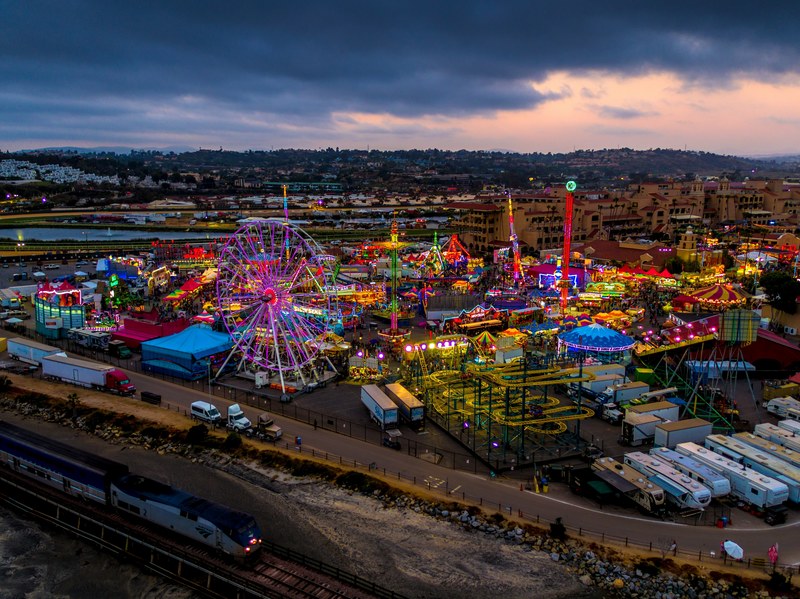 fairground carinval building and carrousel 4k