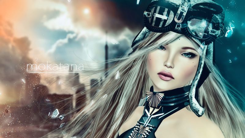 rendering, girl, art, eyes, hair, blond hair, debris, 4k
