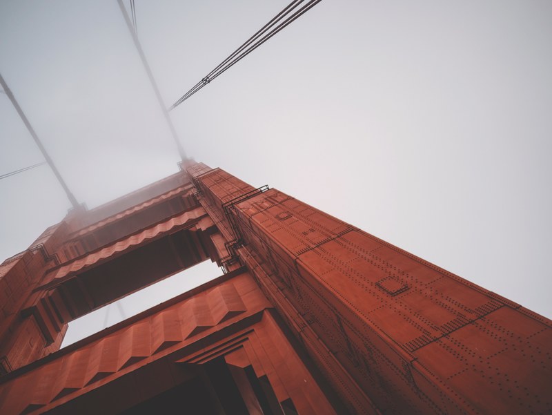 architectural detail metal structure bridge and bottom view 4k